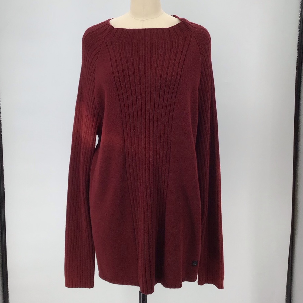 Calvin Klein Burgundy Ribbed Knit Sweater